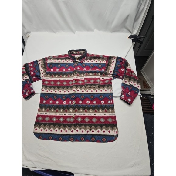 Angelo Litrico Mens Multicolor Vtg Aztec Western Fleece Button Up Shirt Sz L - Picture 5 of 16